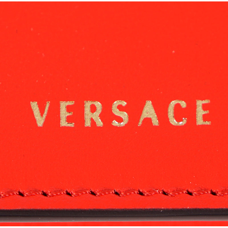 NEW $825 VERSACE RUNWAY Red Leather Barocco V VIRTUS LOGO Crossbody Phone BAG