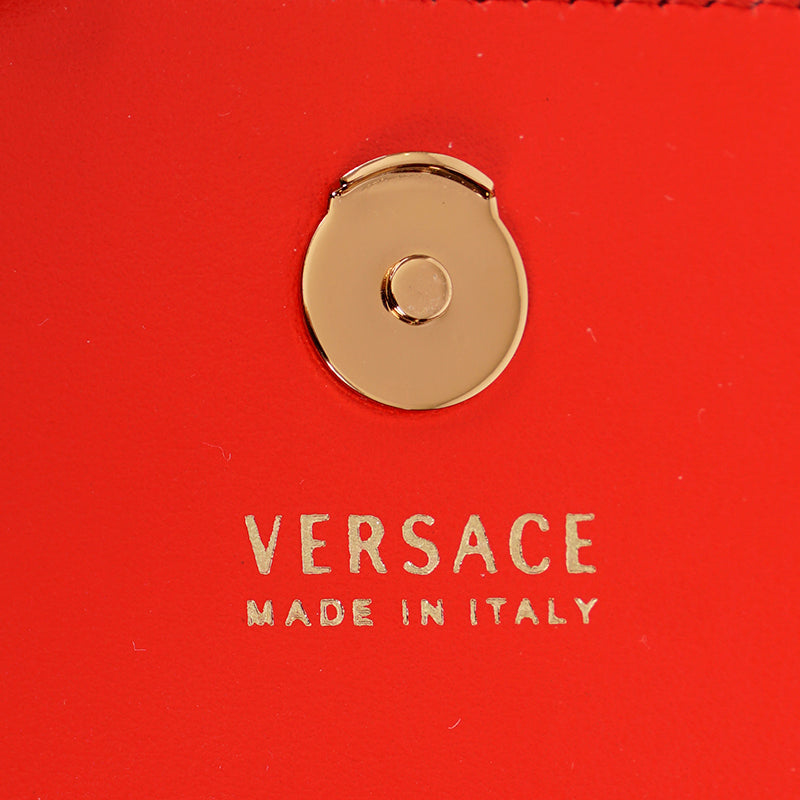 NEW $825 VERSACE RUNWAY Red Leather Barocco V VIRTUS LOGO Crossbody Phone BAG