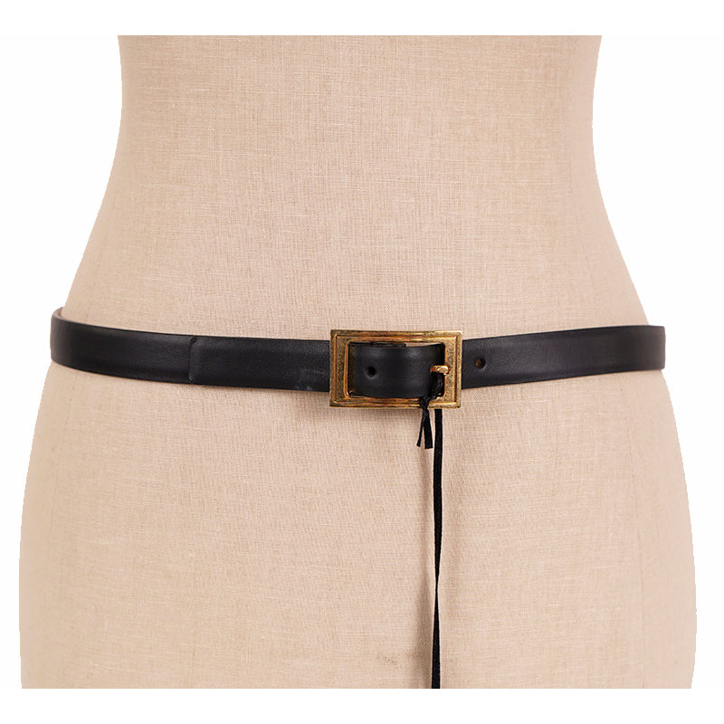 105/42 NEW $725 VERSACE Gold Tone MEDUSA CHAIN-EMBELLISHED Black Leather Waist BELT
