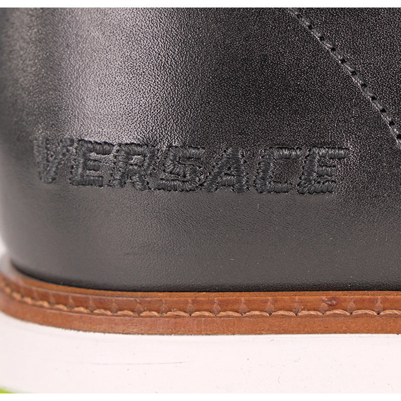 43 & 44 NEW $750 VERSACE Men's Black Leather HYBRID SNEAKER Lace-Up ANKLE BOOTS