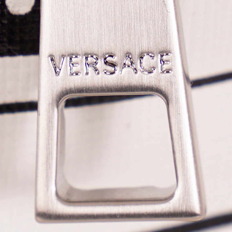 NEW $950 VERSACE White Leather WHITE TABLOID RUNWAY PRINT Wristlet CLUTCH BAG