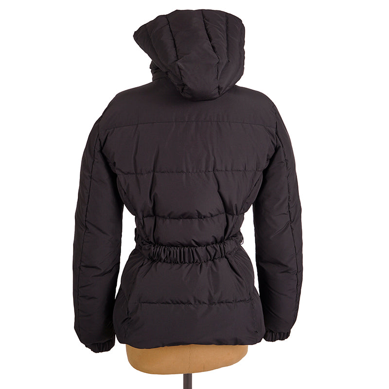 sz 40 NEW $1895 VERSACE Woman's Black GOOSE DOWN Hooded MEDUSA BELT Puffer COAT