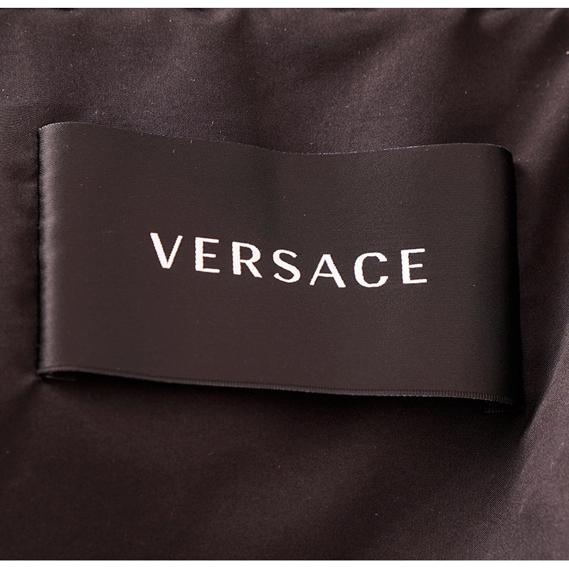 sz 40 NEW $1895 VERSACE Woman's Black GOOSE DOWN Hooded MEDUSA BELT Puffer COAT