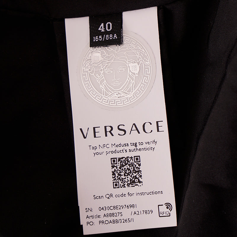 sz 40 NEW $1895 VERSACE Woman's Black GOOSE DOWN Hooded MEDUSA BELT Puffer COAT