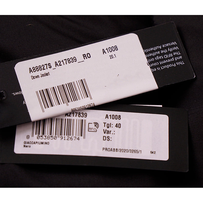sz 40 NEW $1895 VERSACE Woman's Black GOOSE DOWN Hooded MEDUSA BELT Puffer COAT