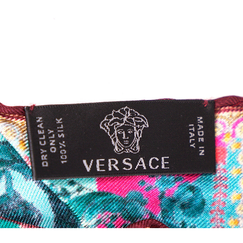 NEW VERSACE VOYAGE BAROCCO SILK SCARF Brass Gold MEDUSA HOOP Pierced EARRINGS