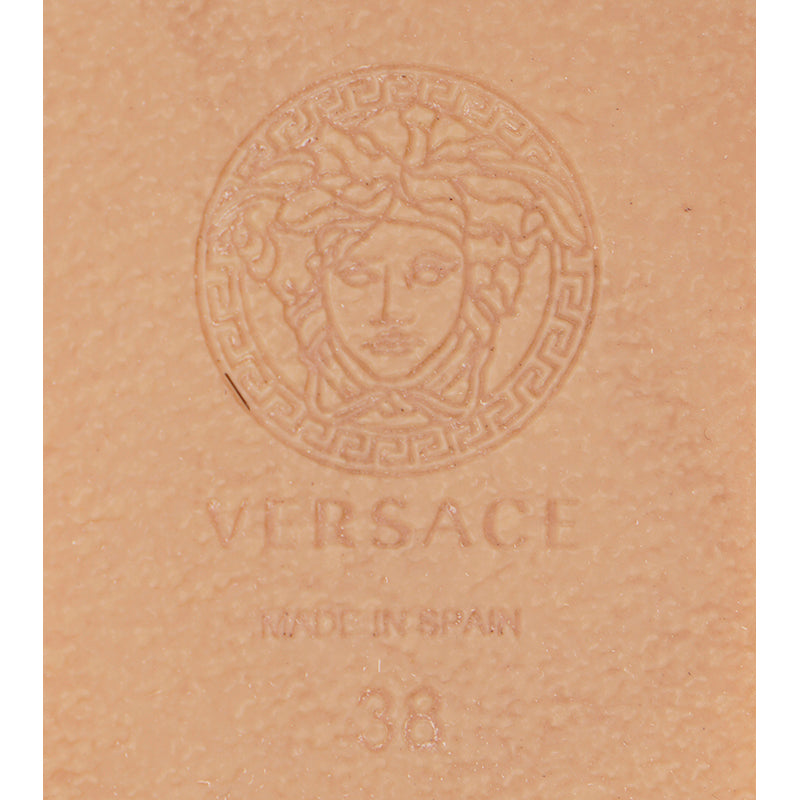 37 & 38 NEW $495 VERSACE Orange Leather LA MEDUSA LOGO Espadrille SUMMER FLATS MULES