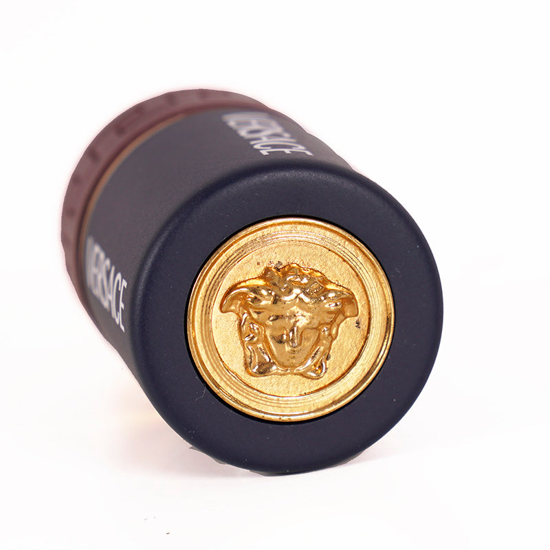 NEW $825 VERSACE Red Navy Gold Tone Metal MEDUSA LOGO Bag Fob BATTERY KEYRING