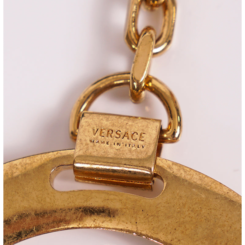 NEW $425 VERSACE RUNWAY Gold Tone Brass MEDUSA RIVET HORSESHOE Bag Fob KEYRING