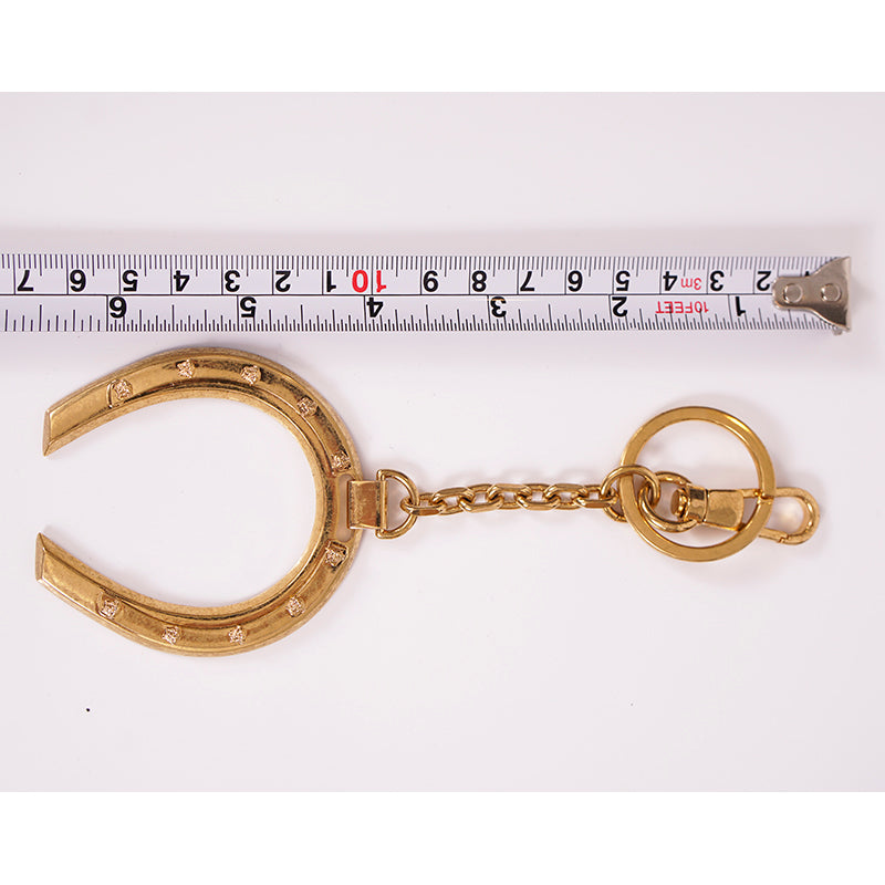 NEW $425 VERSACE RUNWAY Gold Tone Brass MEDUSA RIVET HORSESHOE Bag Fob KEYRING