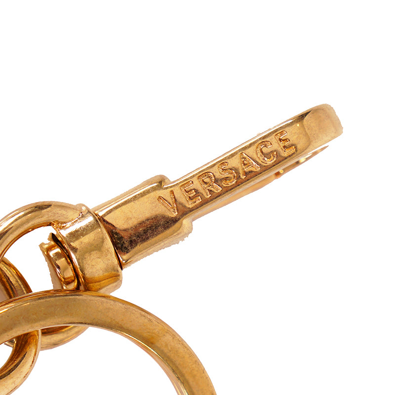 NEW $450 VERSACE RUNWAY GoldTone Metal MEDUSA LOGO Bag Fob POWER PLUG KEYRING