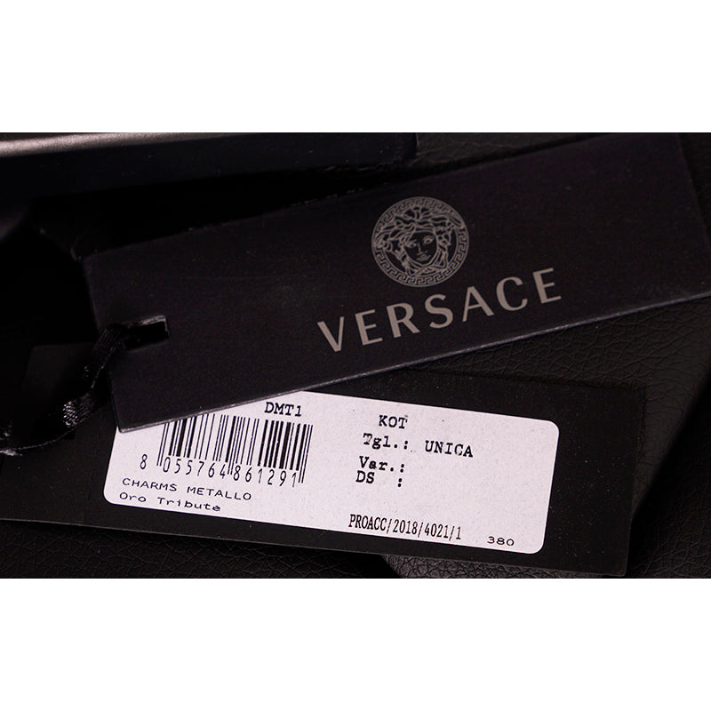 NEW $450 VERSACE RUNWAY GoldTone Metal MEDUSA LOGO Bag Fob POWER PLUG KEYRING