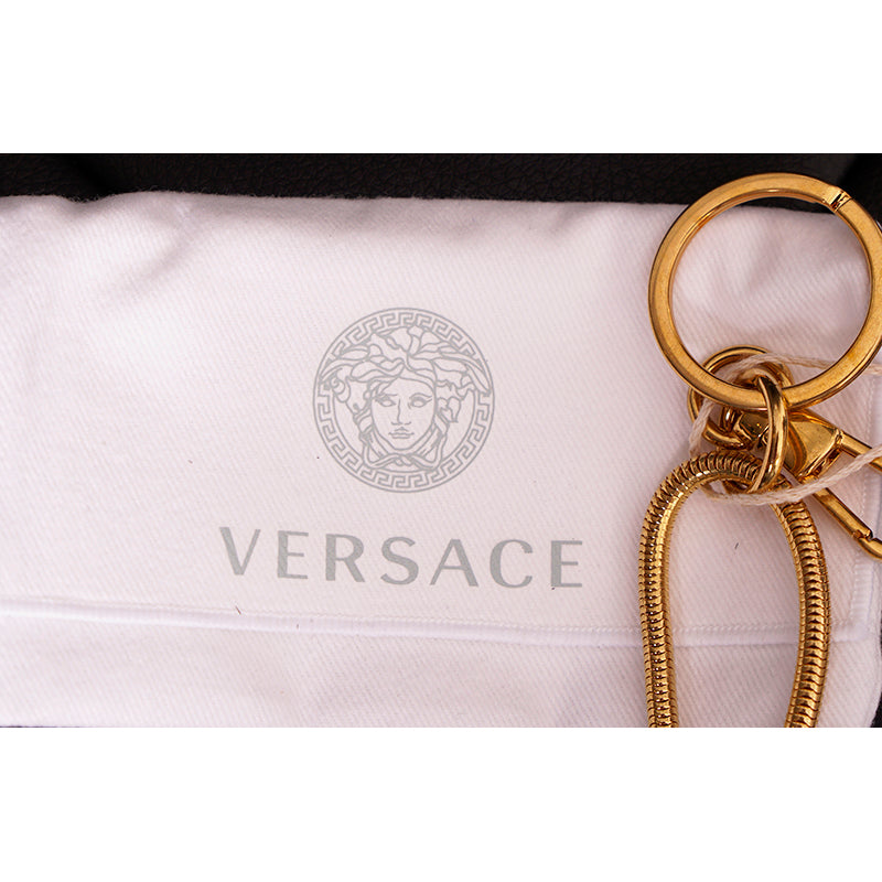 NEW $450 VERSACE RUNWAY GoldTone Metal MEDUSA LOGO Bag Fob POWER PLUG KEYRING