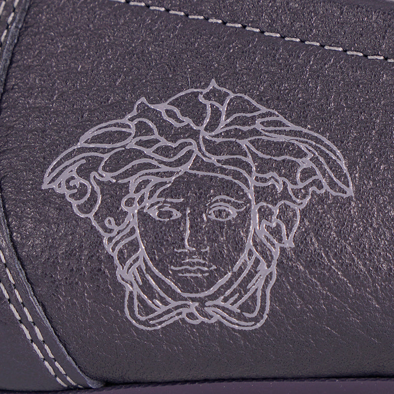 45 US 12 NEW $695 VERSACE Mens Slate Blue MEDUSA Leather Slip On DRIVING LOAFERS