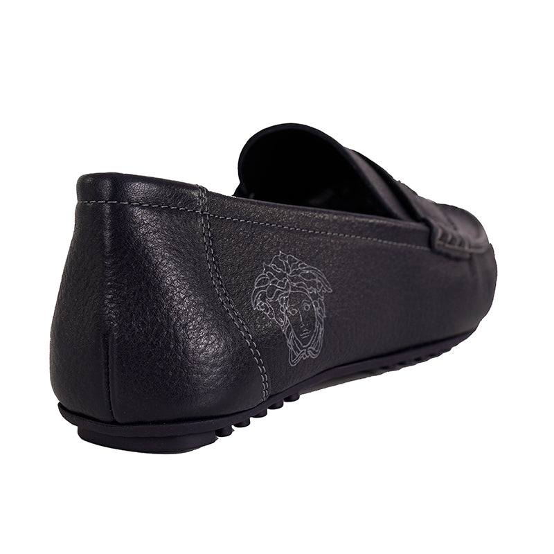 45 US 12 NEW $695 VERSACE Mens Slate Blue MEDUSA Leather Slip On DRIVING LOAFERS