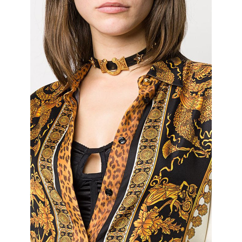 NEW $650 VERSACE RUNWAY Black Leather WESTERN HORSESHOE Wrap BRACELET or CHOKER