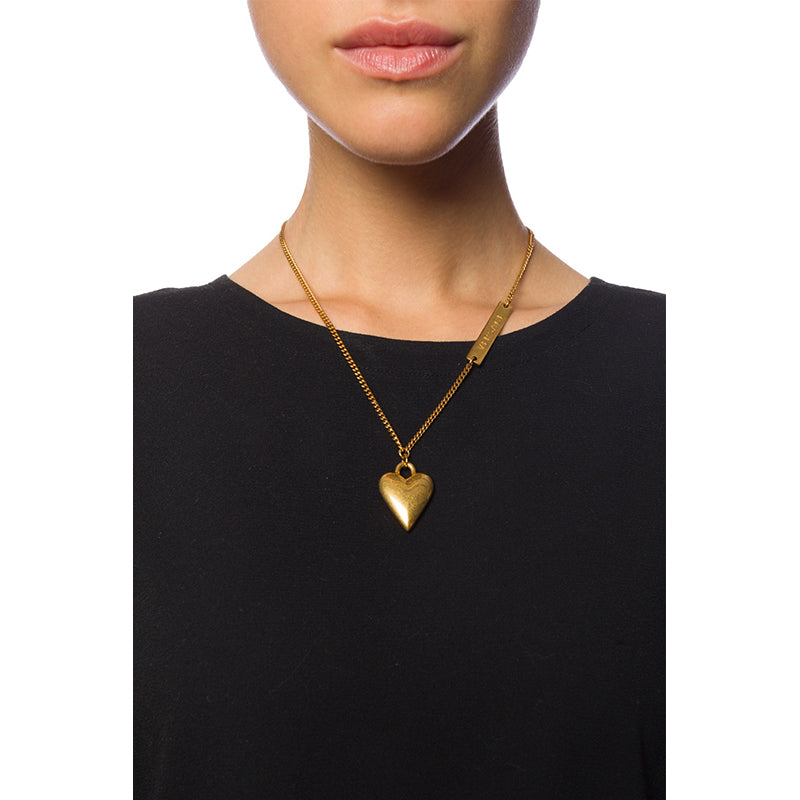 NEW $650 VERSACE Runway Gold Tone TRIBUTE Heart Pendant Curb Link NECKLACE NIB