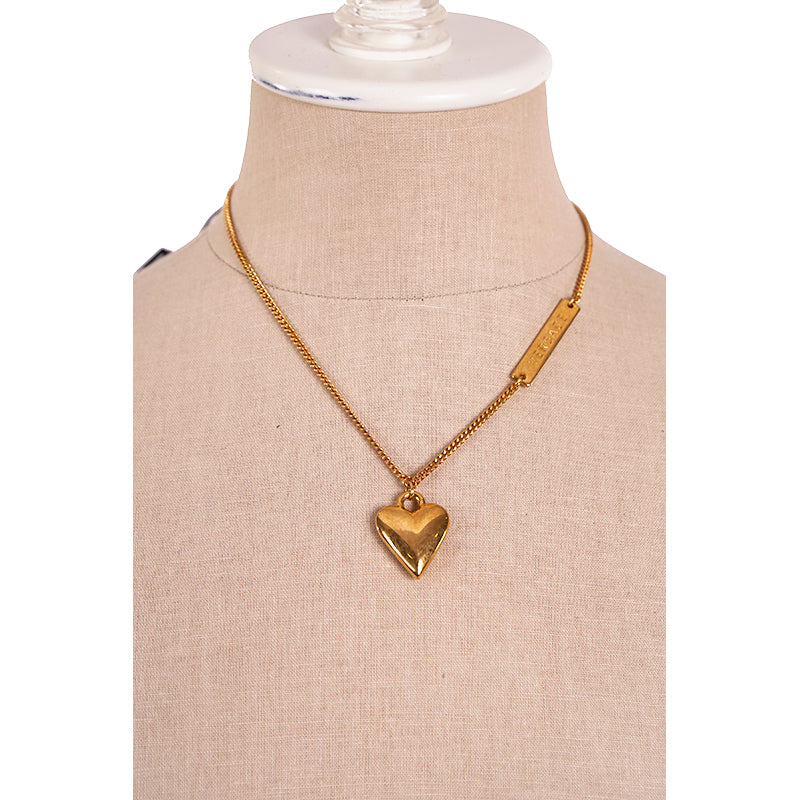 NEW $650 VERSACE Runway Gold Tone TRIBUTE Heart Pendant Curb Link NECKLACE NIB