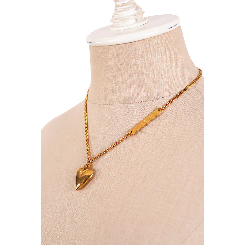 NEW $650 VERSACE Runway Gold Tone TRIBUTE Heart Pendant Curb Link NECKLACE NIB