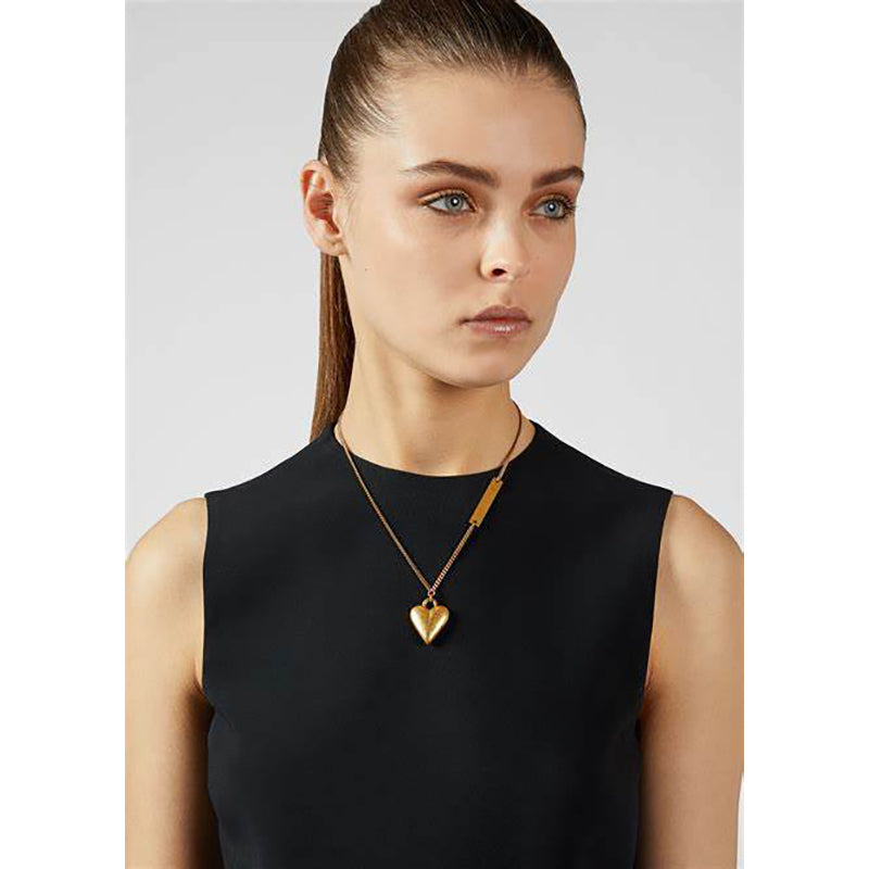 NEW $650 VERSACE Runway Gold Tone TRIBUTE Heart Pendant Curb Link NECKLACE NIB