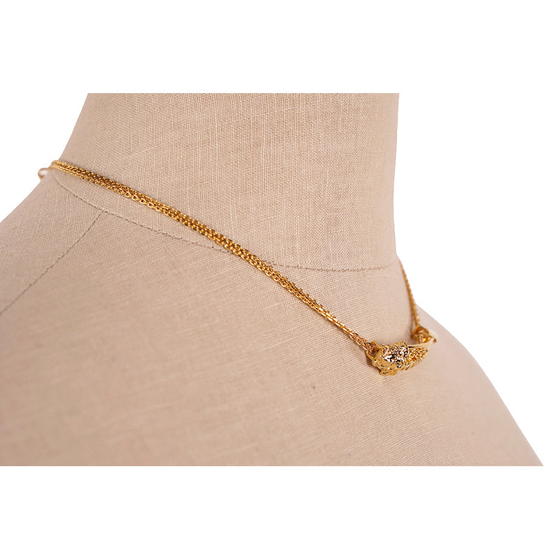 NEW $625 VERSACE TRIBUTE Gold Tone MEDUSA SAFETY PIN Charm Double Link NECKLACE