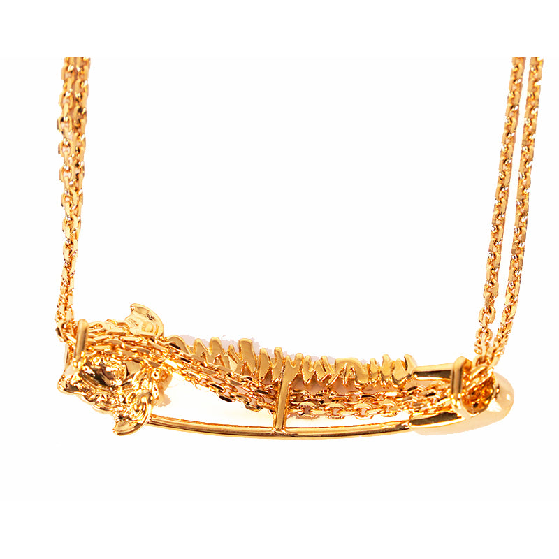 NEW $625 VERSACE TRIBUTE Gold Tone MEDUSA SAFETY PIN Charm Double Link NECKLACE