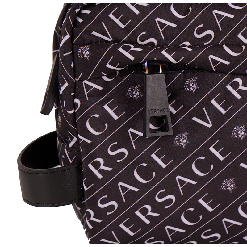 NEW $550 VERSACE Black & White Nylon MEDUSA LOGO Pouch Cosmetic/Wash Travel BAG