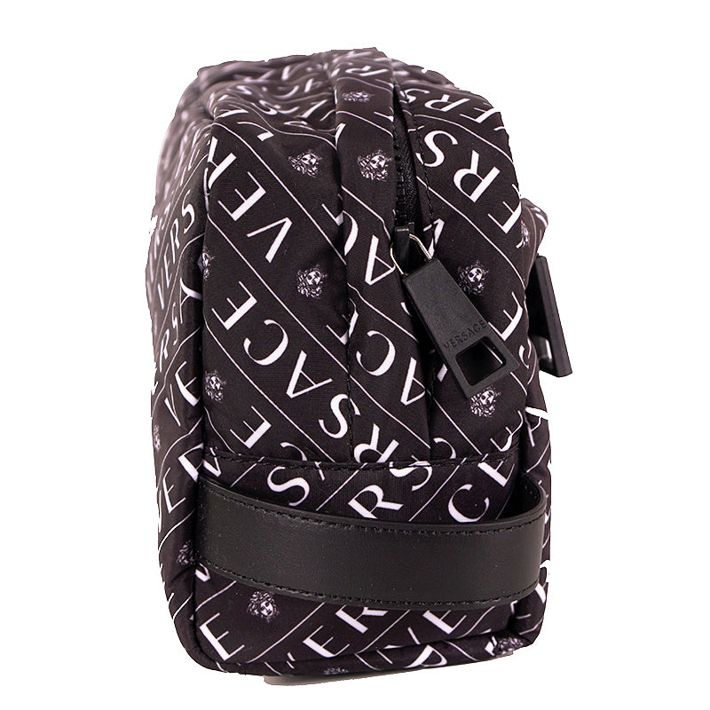 NEW $550 VERSACE Black & White Nylon MEDUSA LOGO Pouch Cosmetic/Wash Travel BAG
