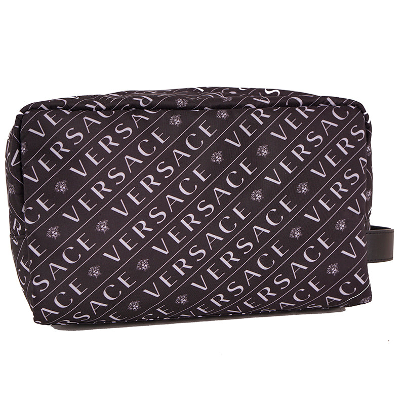 NEW $550 VERSACE Black & White Nylon MEDUSA LOGO Pouch Cosmetic/Wash Travel BAG