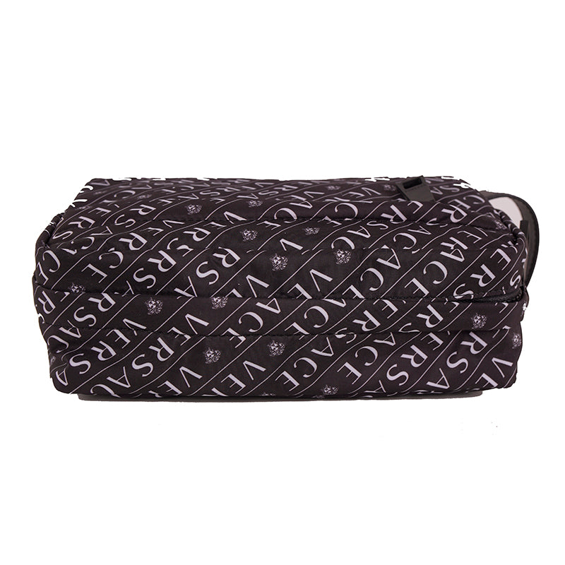 NEW $550 VERSACE Black & White Nylon MEDUSA LOGO Pouch Cosmetic/Wash Travel BAG