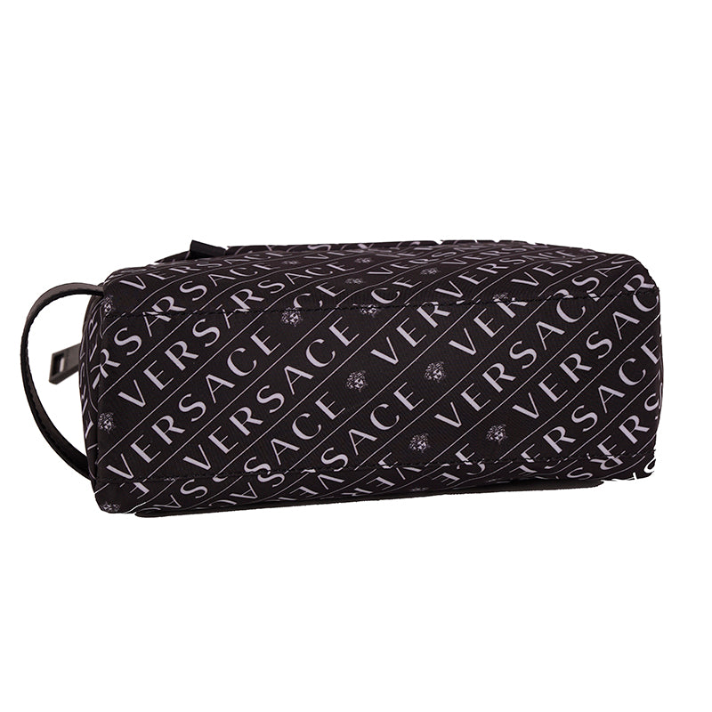 NEW $550 VERSACE Black & White Nylon MEDUSA LOGO Pouch Cosmetic/Wash Travel BAG