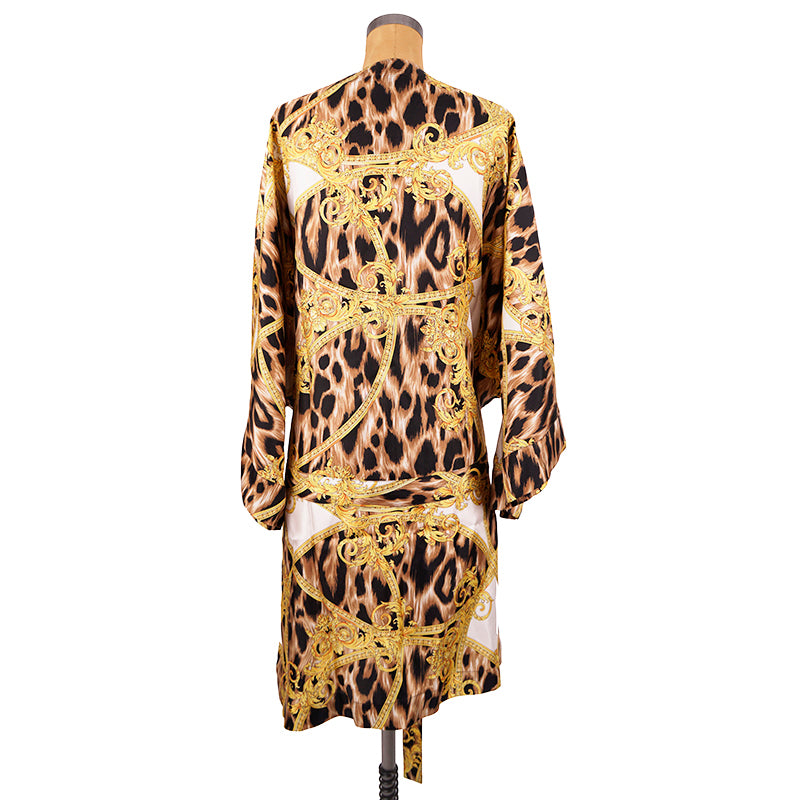NEW $2195 VERSACE Unisex Barocco Animalier Belted Kimono SILK BATH Dressing ROBE