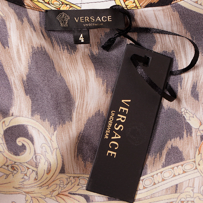 NEW $2195 VERSACE Unisex Barocco Animalier Belted Kimono SILK BATH Dressing ROBE