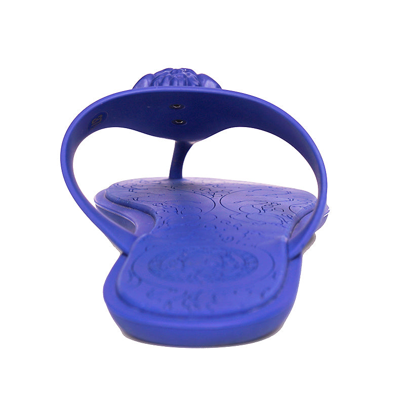 sz 37.5 NEW $350 VERSACE Blue Rubber MEDUSA LOGO Flip Flops Pool JELLY SANDALS