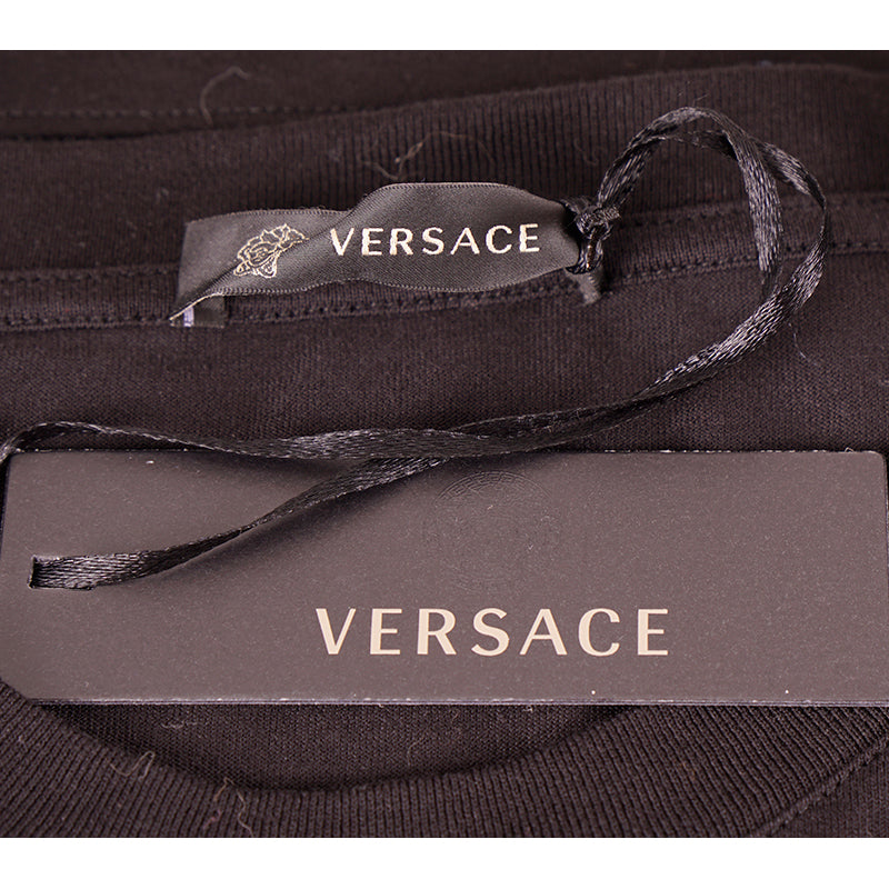 sz S NEW $650 VERSACE Mens Black BAROQUE MEDUSA Emblem GRAPHIC TSHIRT TEE SHIRT