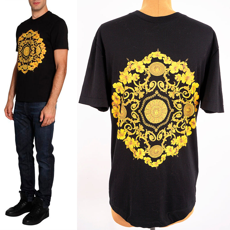 sz S NEW $650 VERSACE Mens Black BAROQUE MEDUSA Emblem GRAPHIC TSHIRT TEE SHIRT