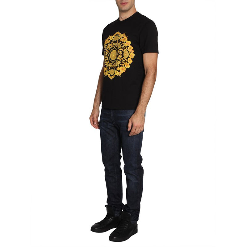 sz S NEW $650 VERSACE Mens Black BAROQUE MEDUSA Emblem GRAPHIC TSHIRT TEE SHIRT