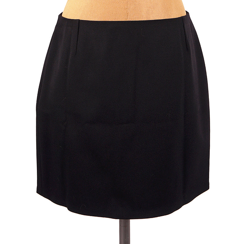 sz 42 NEW $795 VERSACE Black Wool MEDUSA SAFETY PIN LOGO Double Zip Mini SKIRT
