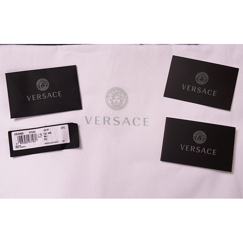 46 US 13 NEW $550 VERSACE Men's Black Canvas MEDUSA LOGO PATCH High-top SNEAKERS