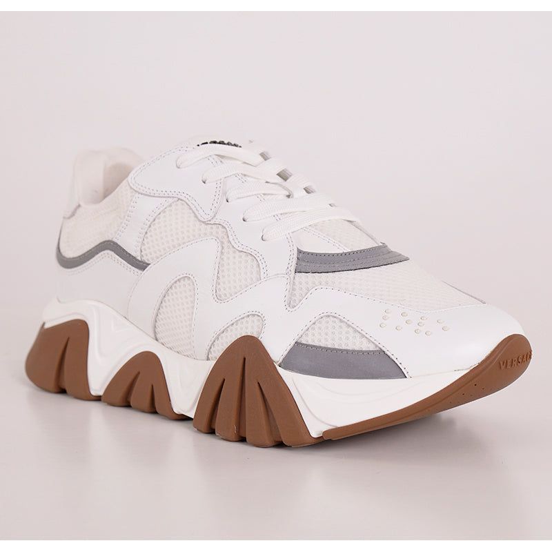 43.5 10.5 NEW $995 VERSACE Mens RUNWAY White Leather Mesh SQUALO Chunky SNEAKERS