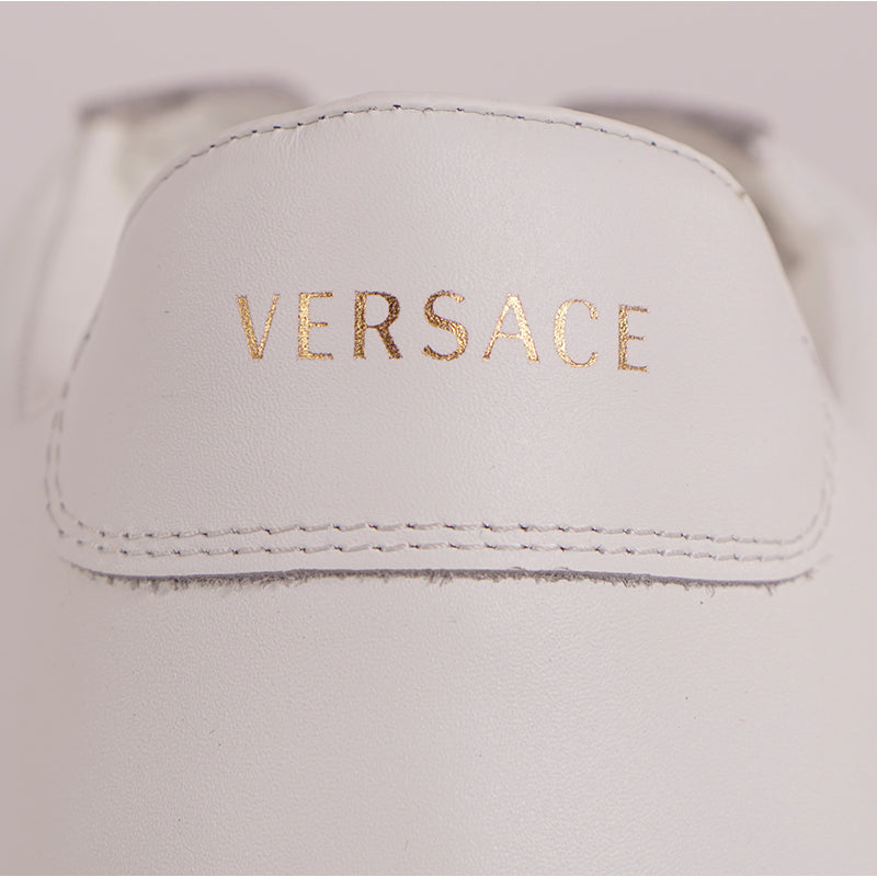 46 US 13 NEW $780 VERSACE Men's White SPLIT LOGO Low Top Tennis Shoes SNEAKERS