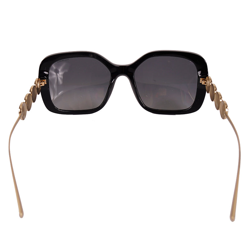 NEW $410 VERSACE Black Plastic GOLD MEDUSA LOGO MEDALLIONS Oversized SUNGLASSES