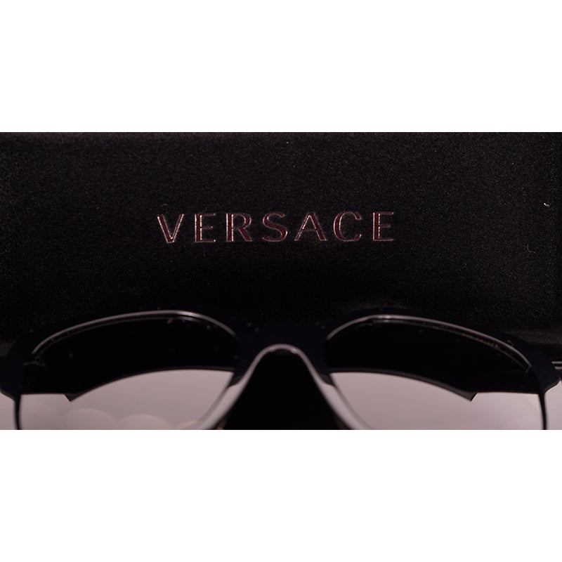 NEW $410 VERSACE Black Plastic GOLD MEDUSA LOGO MEDALLIONS Oversized SUNGLASSES