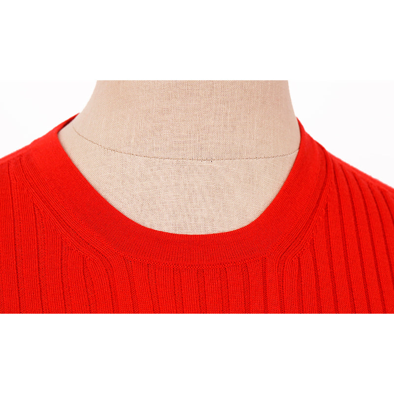 SZ 46 NEW $875 VERSACE Red Wool GOLD LOGO MEDUSA BUTTONS Rib SWEATER KNIT TOP