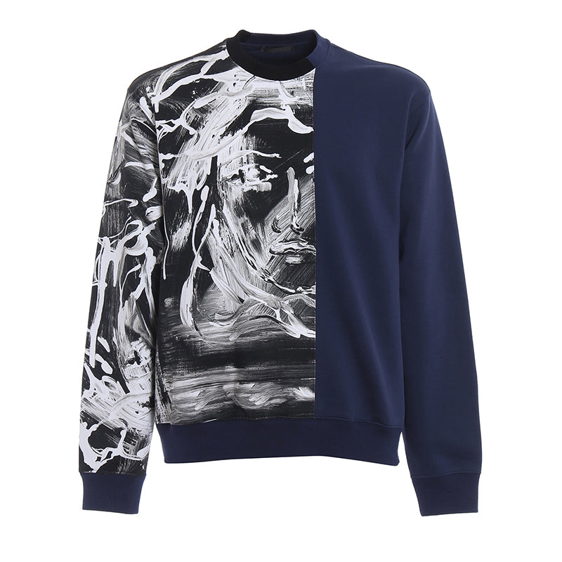 XS & XL NEW $850 VERSACE Men's Blue Colorblock LARGE MEDUSA ART PRINT Top SWEATSHIRT