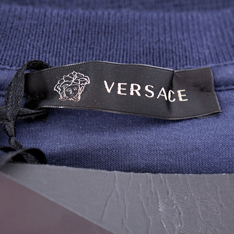 XS & XL NEW $850 VERSACE Men's Blue Colorblock LARGE MEDUSA ART PRINT Top SWEATSHIRT