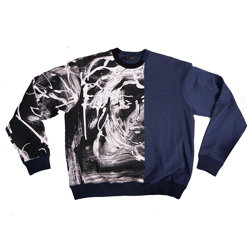 XS & XL NEW $850 VERSACE Men's Blue Colorblock LARGE MEDUSA ART PRINT Top SWEATSHIRT