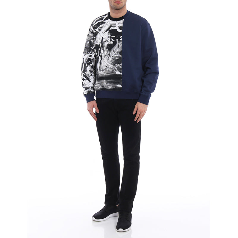XS & XL NEW $850 VERSACE Men's Blue Colorblock LARGE MEDUSA ART PRINT Top SWEATSHIRT