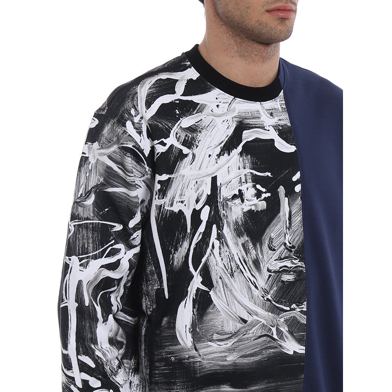XS & XL NEW $850 VERSACE Men's Blue Colorblock LARGE MEDUSA ART PRINT Top SWEATSHIRT