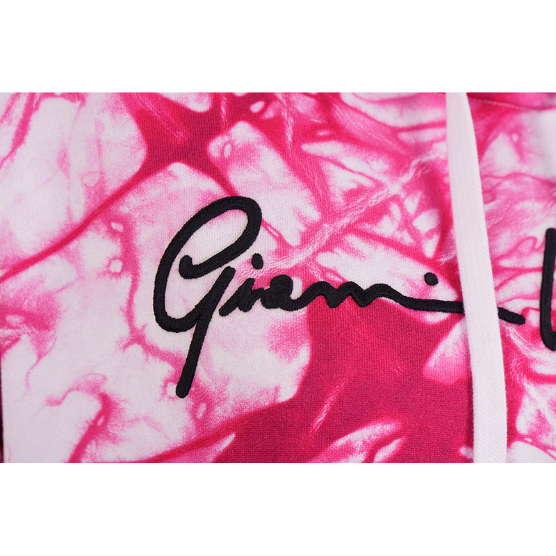 38 NEW $975 VERSACE RUNWAY Woman's PINK TIE DYE Cotton Shoulder Pad SWEATSHIRT